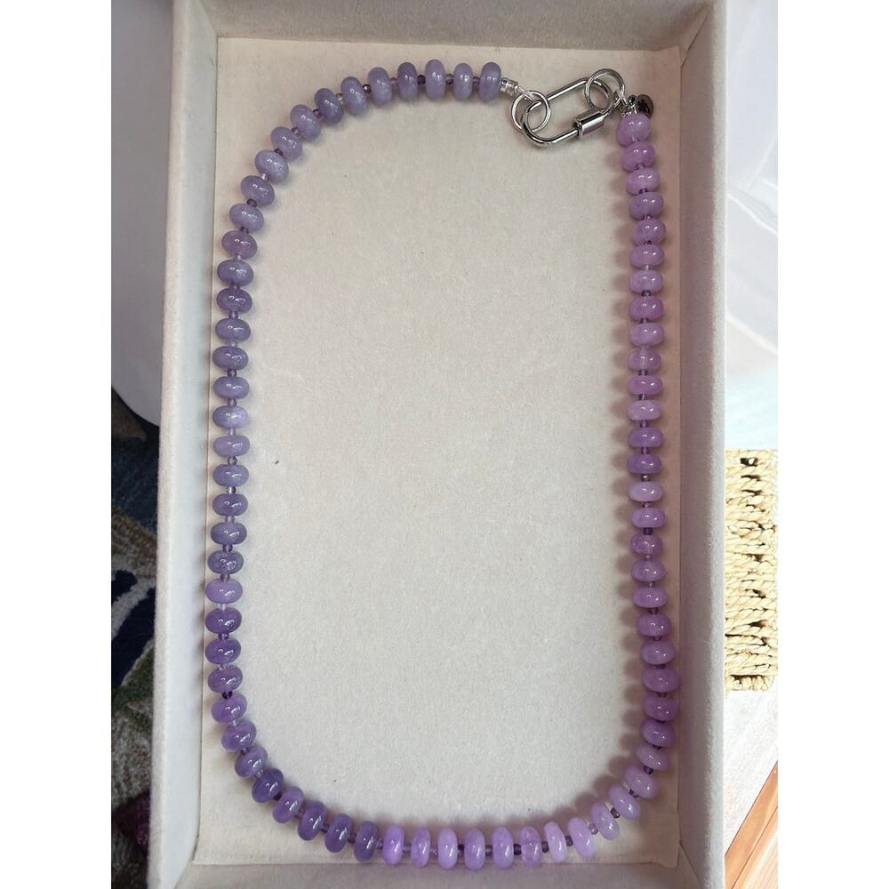 21" Ombre Purple Gemstone Necklace, Silver Tone Hardware, Celestial, Modern - Picture 3 of 5